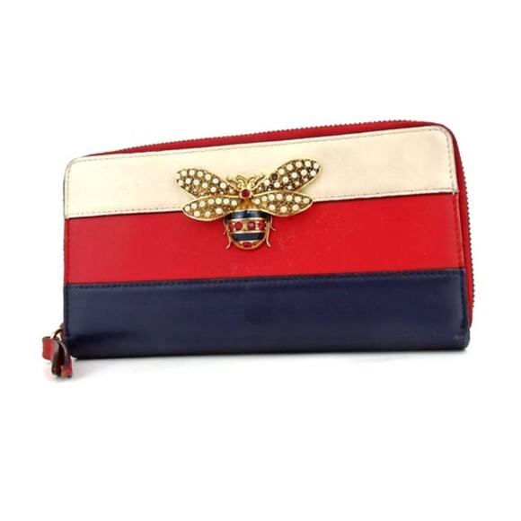 GUCCI Queen Margaret Bee-embellished Leather Zip Around Wallet - Picture 1 of 13